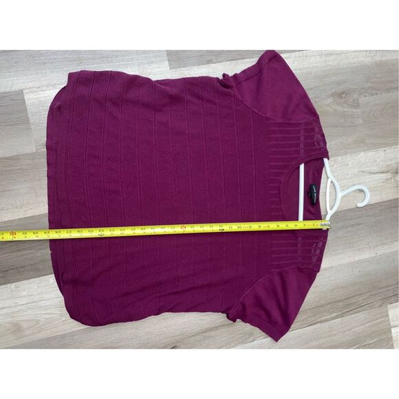 Lane Bryant Maroon Purple Short Sleeve Striped Knit Sweater, Size 26/28 (3XL) - Picture 3 of 9